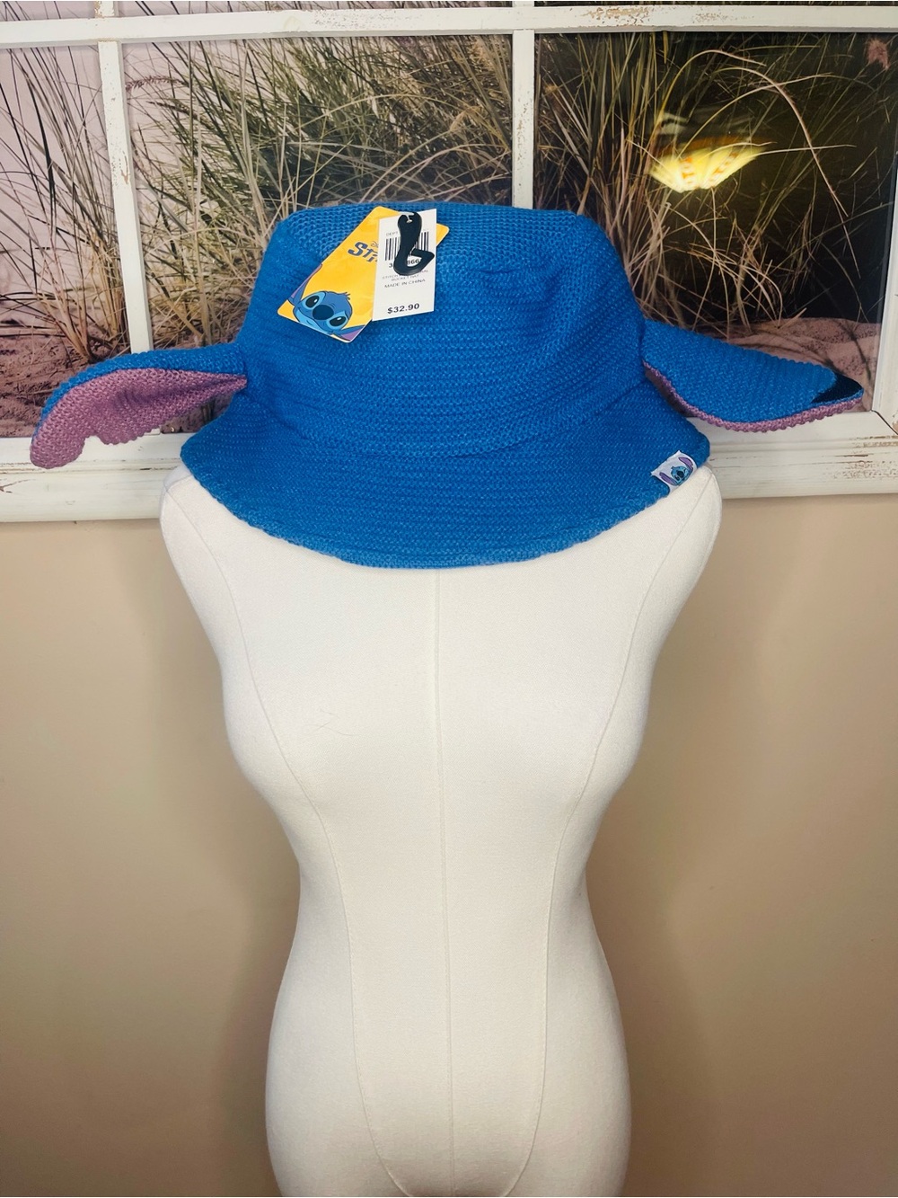 Disney Blue Bucket Hat with Purple Ear Flaps - Stitch Accent